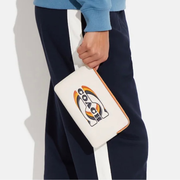 Coach Large Corner Zip Wristlet With Coach Stamp - Colour: White - Brand New - Picture 3 of 3